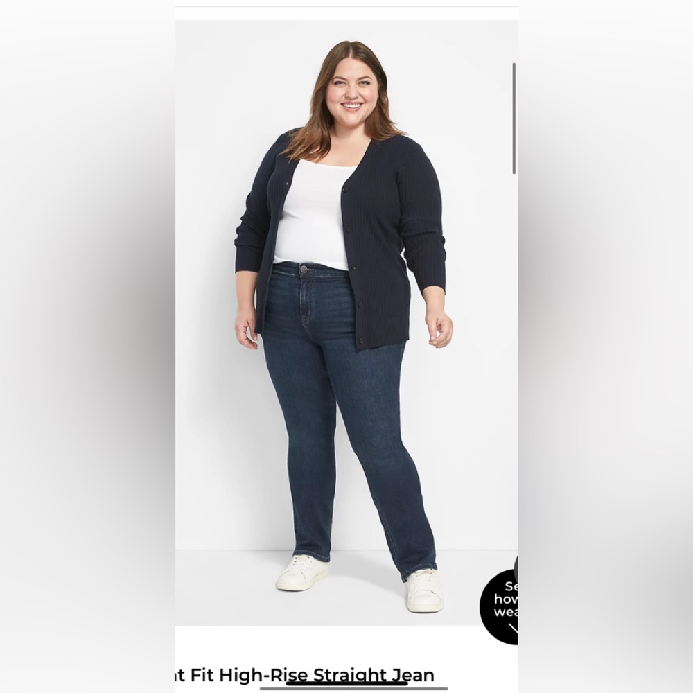 NWT Lane Bryant straight leg dark wash high rise jeans size 18 short